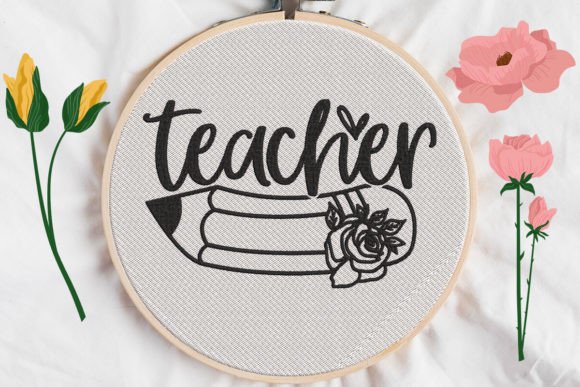 Teacher Sign: A Charming Embroidery Design for Handmade Gifts